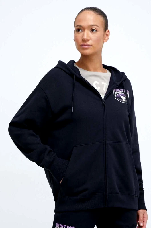 Under Armour Μπλουζάκι Under Armour Project Rock χρώμα: μαύρο, με κουκούλα