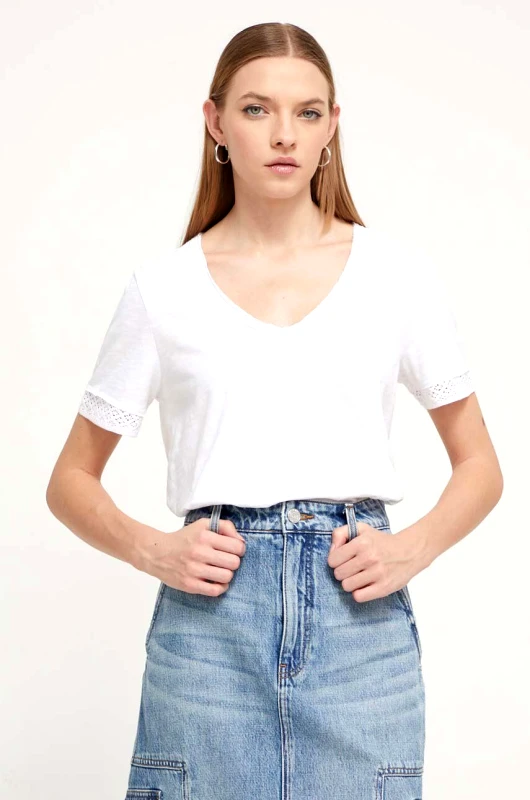 Desigual Βαμβακερό μπλουζάκι Desigual γυναικεία, χρώμα: άσπρο