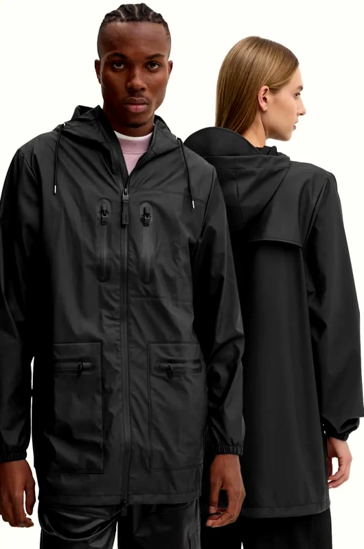 Rains Μπουφάν Rains Cargo Long Jacket W3 χρώμα: μαύρο, 12060-01