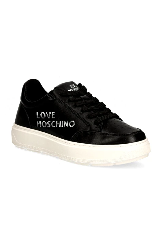 Love Moschino Δερμάτινα αθλητικά παπούτσια Love Moschino χρώμα: μαύρο, JA15124G1LIA0000