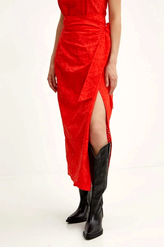 Never Fully Dressed Βαμβακερή φούστα Never Fully Dressed Jaspre Skirt χρώμα: κόκκινο, NFDSK455