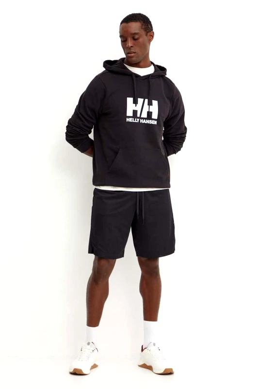 Helly Hansen Βαμβακερή μπλούζα Helly Hansen HH LOGO χρώμα: μαύρο, με κουκούλα, 30394