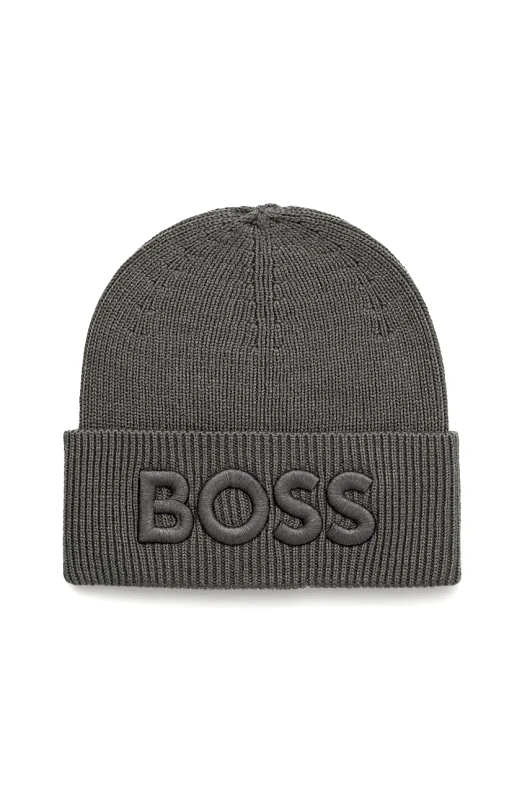 BOSS Orange Μάλλινο σκουφί Boss Orange χρώμα: γκρι, 50522449