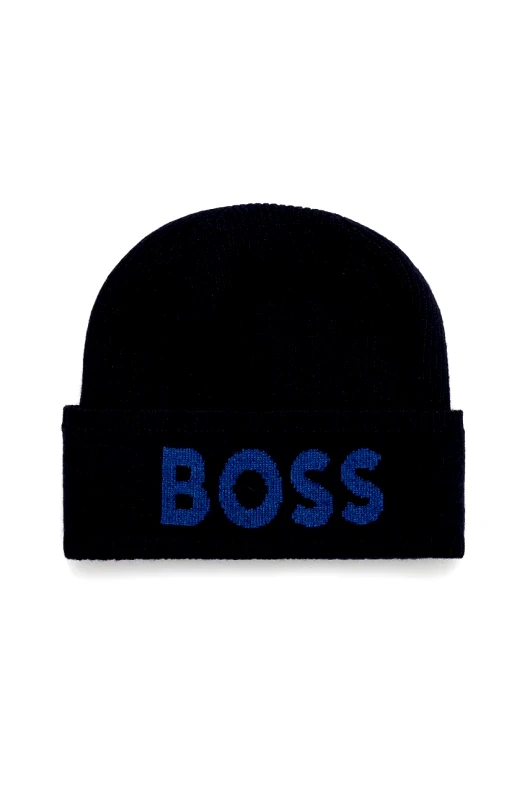 BOSS Σκουφί από μείγμα μαλλιού BOSS χρώμα: ναυτικό μπλε, 50524348