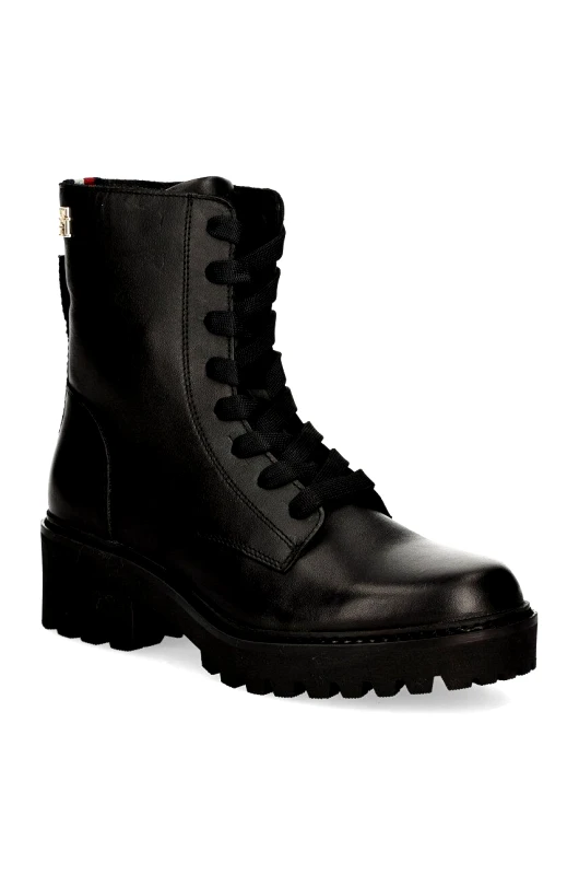 Δερμάτινα workers Tommy Hilfiger CHIC MID HEEL LEATHER LACE-UP χρώμα: μαύρο, FW0FW08305 φωτογραφία