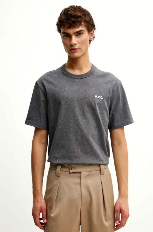 A.P.C. Βαμβακερό μπλουζάκι A.P.C. t-shirt boxy petit vpc ανδρικό, χρώμα: γκρι, COHBQ.H26391