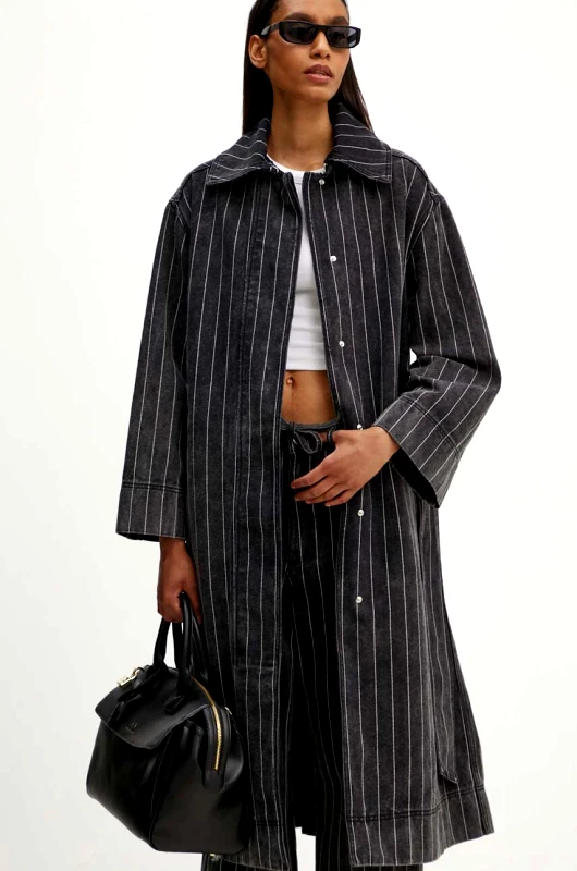 Day Birger et Mikkelsen Τζιν παλτό Day Birger et Mikkelsen Hobbes - Denim Stripes γυναικείο, χρώμα: μαύρο, DAY65243251