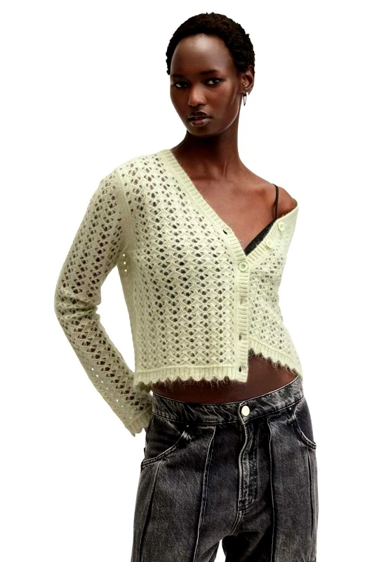 AllSaints Μάλλινη ζακέτα AllSaints VIVIAN χρώμα: μπεζ, W056KB