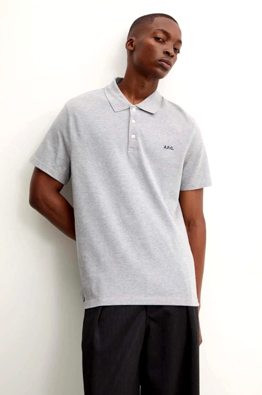 A.P.C. Βαμβακερό μπλουζάκι πόλο A.P.C. polo standard GOTS χρώμα: γκρι, COGWZ.H26342