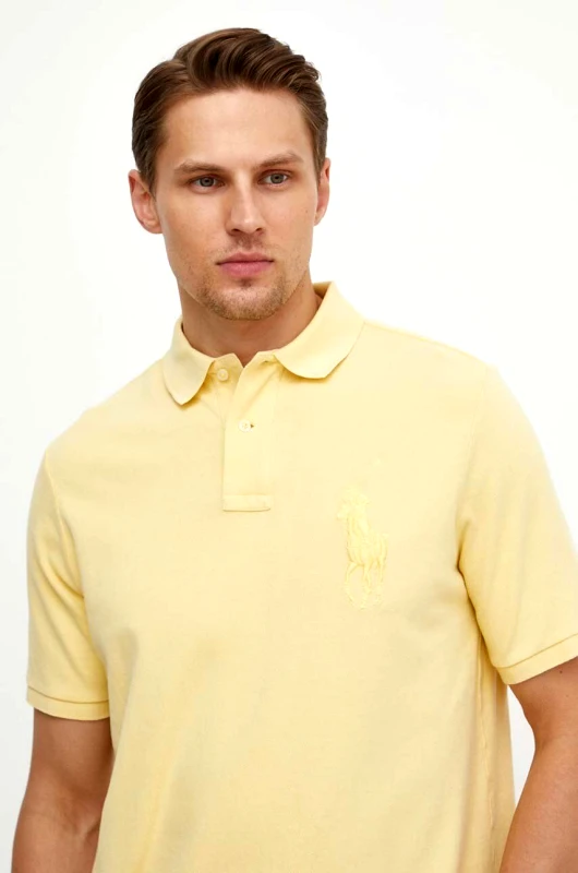 Polo Ralph Lauren Βαμβακερό μπλουζάκι πόλο Polo Ralph Lauren χρώμα: κίτρινο