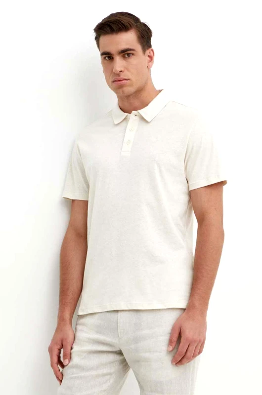 Pepe Jeans Πόλο με μείγμα με λινό Pepe Jeans HOLLY χρώμα: μπεζ PM542146