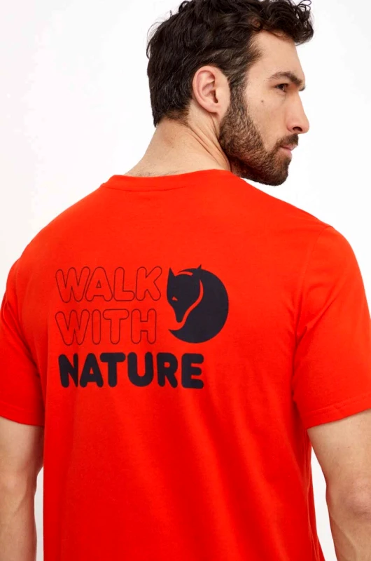 Fjallraven Μπλουζάκι Fjallraven Walk With Nature χρώμα: πορτοκαλί, F12600216