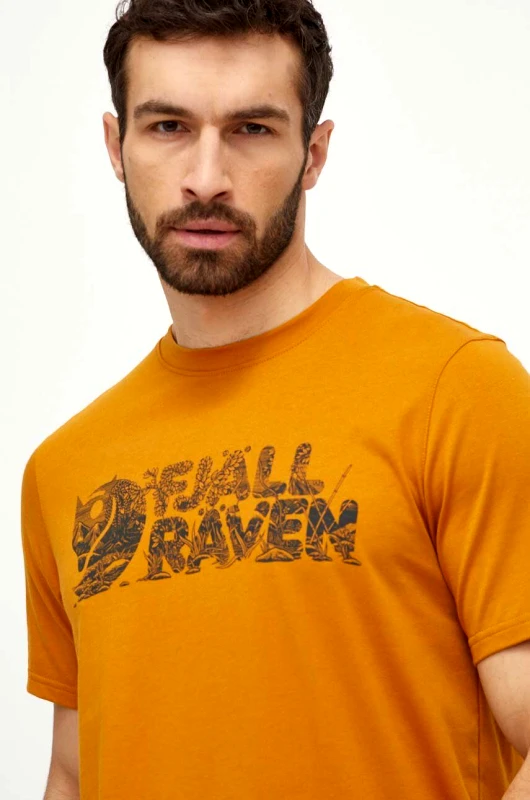 Fjallraven Μπλουζάκι Fjallraven Lush Logo T-shirt χρώμα: κίτρινο, F12600219