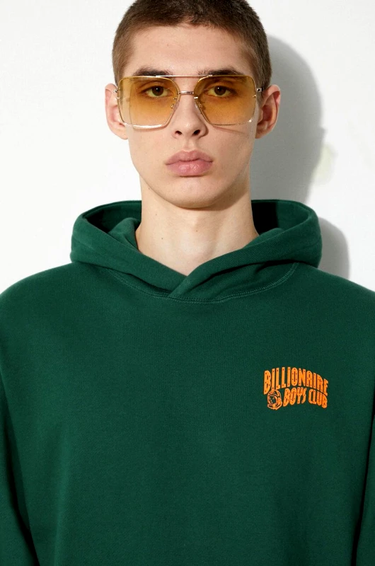 Billionaire Boys Club Βαμβακερή μπλούζα Billionaire Boys Club χρώμα πράσινο, με κουκούλα BC005