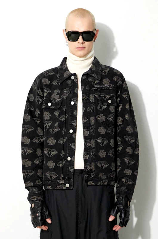Billionaire Boys Club Τζιν μπουφάν Billionaire Boys Club Diamonds & Dollars Denim ανδρικό, χρώμα: μαύρο, B23409