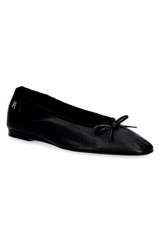Tommy Hilfiger Δερμάτινες μπαλαρίνες Tommy Hilfiger BALLERINA SOFT LEATHER χρώμα: μαύρο, FW0FW08355