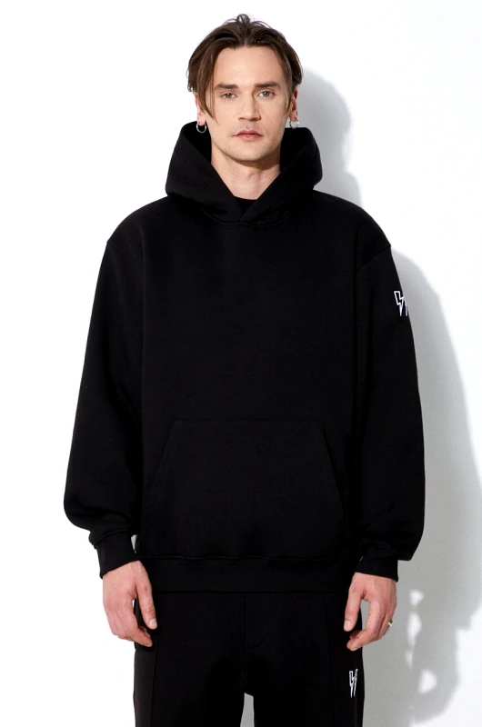 Neil Barrett Μπλούζα Neil Barrett Easy Drop Shoulder Double Bolts Hoodie χρώμα: μαύρο, με κουκούλα, MY72212R-Y514-001N