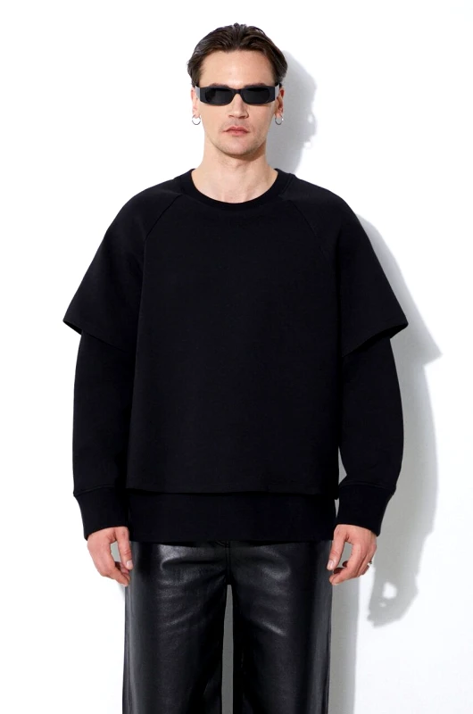 Neil Barrett Μπλούζα Neil Barrett Slim Dropped Shoulder Double Layer Sweatshirt χρώμα: μαύρο, MY72251R-Y501-001N