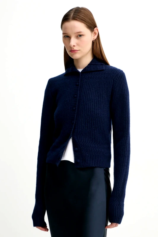 Remain Μάλλινη ζακέτα Remain χρώμα: ναυτικό μπλε, 5026661566