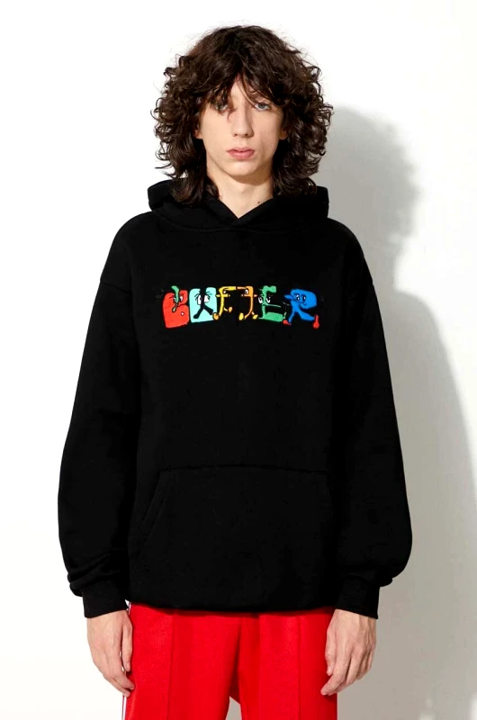 Butter Goods Μπλούζα Butter Goods Zorched Pullover Hood χρώμα: μαύρο, με κουκούλα, BGQ3231802 F3BGQ3231802