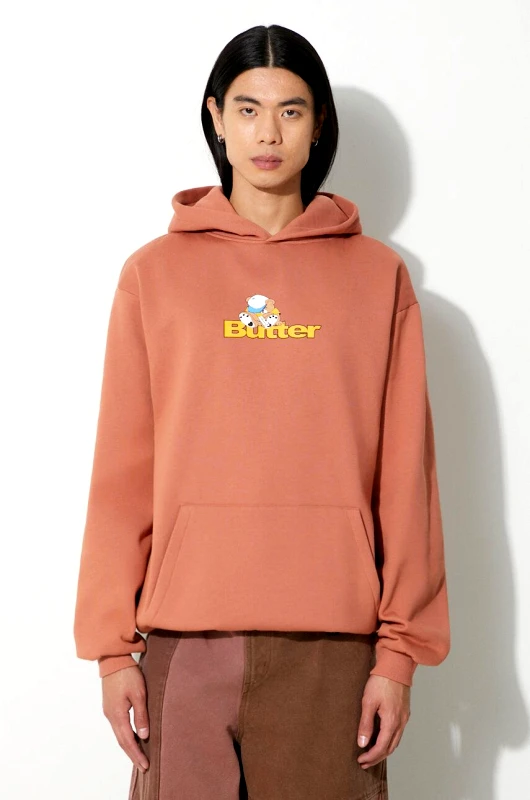 Butter Goods Μπλούζα Butter Goods Teddy Logo Pullover Hood χρώμα: πορτοκαλί, με κουκούλα, BGQ3231304 F3BGQ3231304