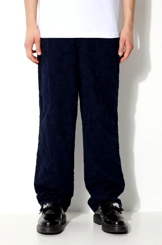 Corridor Βαμβακερό παντελόνι Corridor Floral Embroidered Trouser χρώμα: ναυτικό μπλε, TR0076