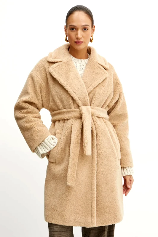 Weekend Max Mara Μάλλινο παλτό Weekend Max Mara χρώμα: μπεζ, 2425016122600