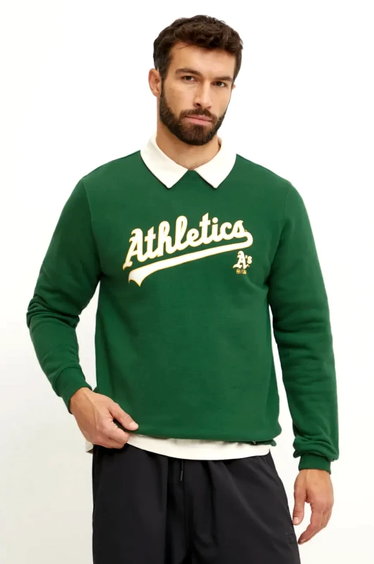47 brand Μπλούζα 47 brand MLB Oakland Athletic χρώμα: πράσινο, BB018PEMIBC654773DG