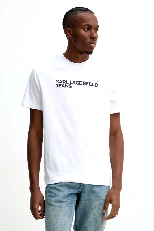 Βαμβακερό μπλουζάκι Karl Lagerfeld Jeans ανδρικό, χρώμα: άσπρο, A1M17002 φωτογραφία