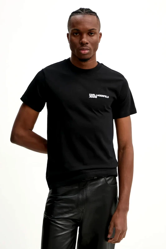 Karl Lagerfeld Jeans Βαμβακερό μπλουζάκι Karl Lagerfeld Jeans ανδρικό, χρώμα: μαύρο, A1M17003