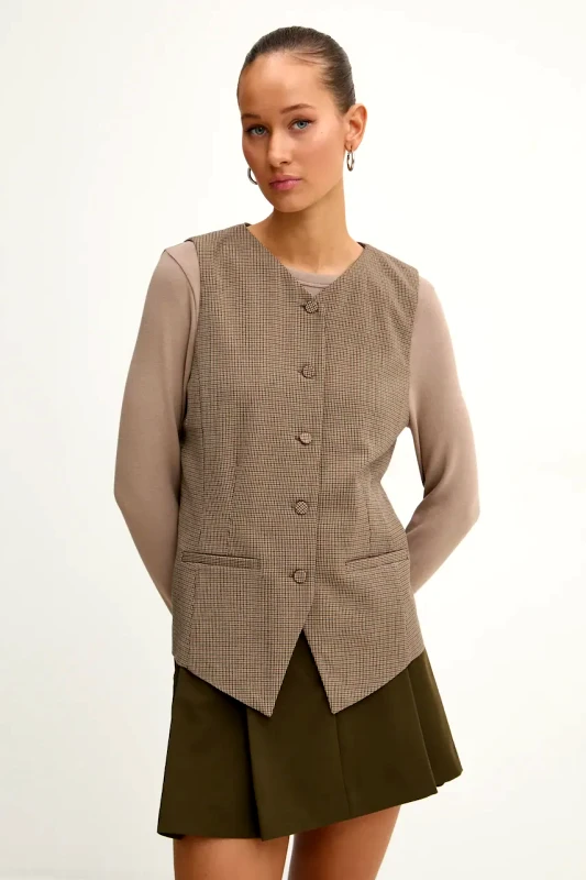 Abercrombie & Fitch Γιλέκο Abercrombie & Fitch χρώμα: καφέ, KI140-4497