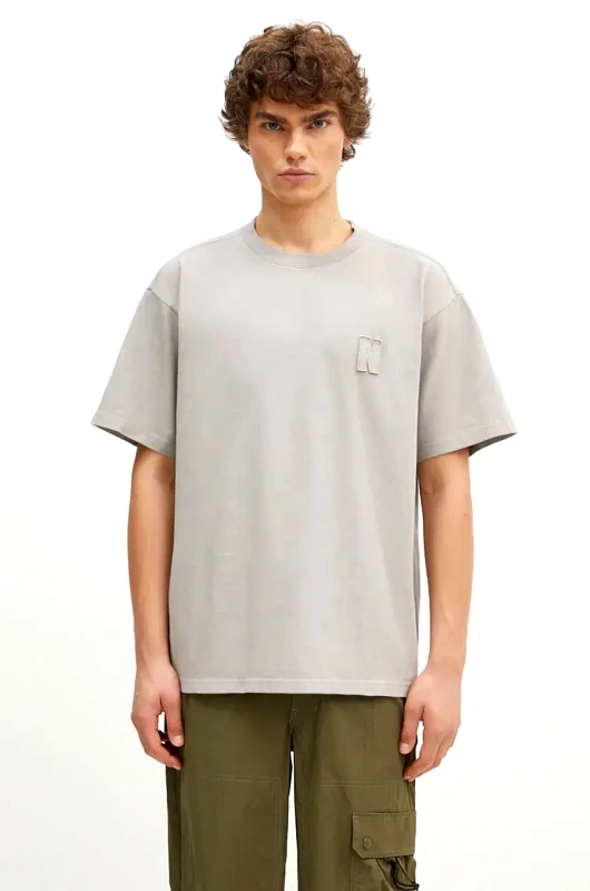 Norse Projects Βαμβακερό μπλουζάκι Norse Projects Simon Loose Organic Heavy Jersey N Patch ανδρικό, χρώμα: γκρι, N01.0667.1071