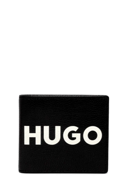 HUGO Δερμάτινο πορτοφόλι HUGO ανδρικό, χρώμα: μαύρο, 50536039