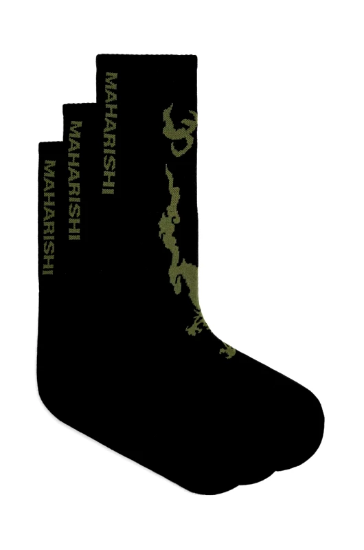 Maharishi Κάλτσες Maharishi Bonsai Dragon Sport Socks 3 Pack 3-pack χρώμα: μαύρο, 1402.BLACK