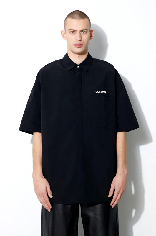 Marcelo Burlon Πουκάμισο Marcelo Burlon Logo Nylon Over Shirt χρώμα: μαύρο, CMGG005S24FAB0011001