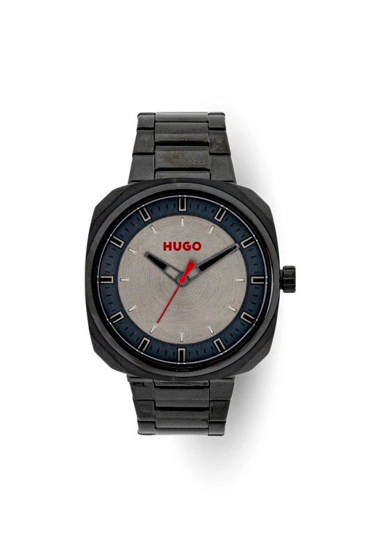 HUGO Ρολόι HUGO χρώμα: μαύρο, 1530311