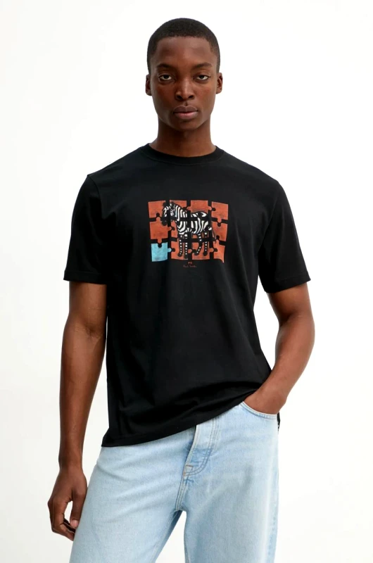 PS Paul Smith Βαμβακερό μπλουζάκι PS Paul Smith ανδρικό, χρώμα: μαύρο, M2R.011R.PP5079