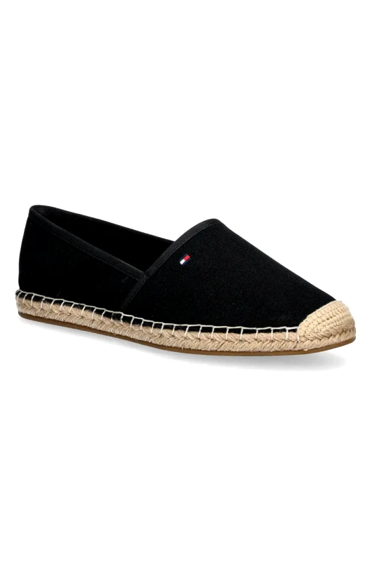Tommy Hilfiger Εσπαντρίγιες Tommy Hilfiger FLAG CANVAS ESPADRILLE χρώμα: μαύρο, FW0FW08541