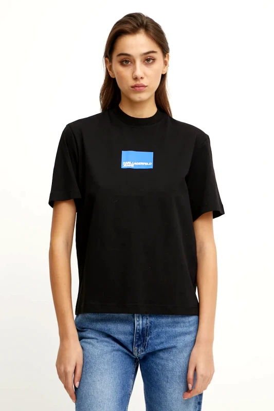 Karl Lagerfeld Jeans Βαμβακερό μπλουζάκι Karl Lagerfeld Jeans γυναικείο, χρώμα: μαύρο, A1W17006