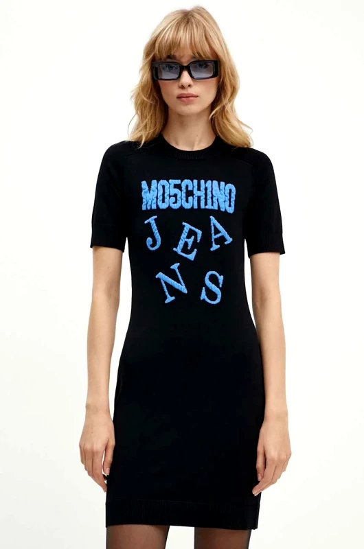 Moschino Jeans Φόρεμα Moschino Jeans χρώμα: μαύρο, 0491.8205