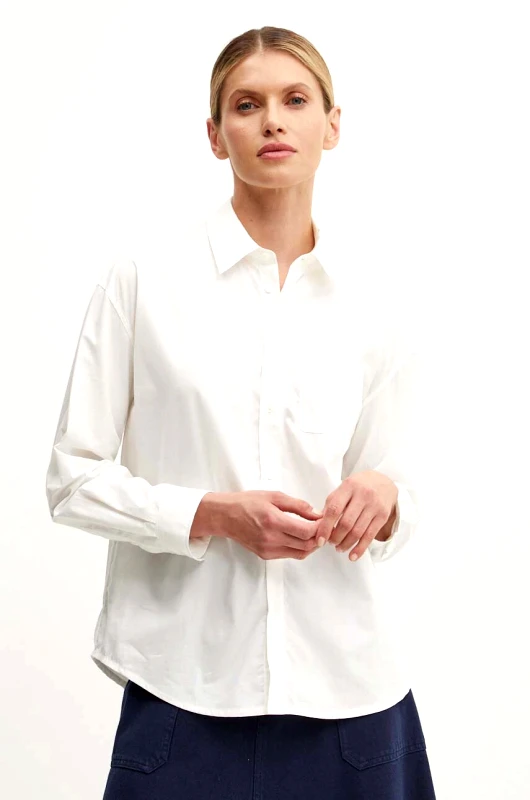 A.P.C. Βαμβακερό πουκάμισο A.P.C. chemise boyfriend brodee χρώμα: άσπρο, COEVD.F12550