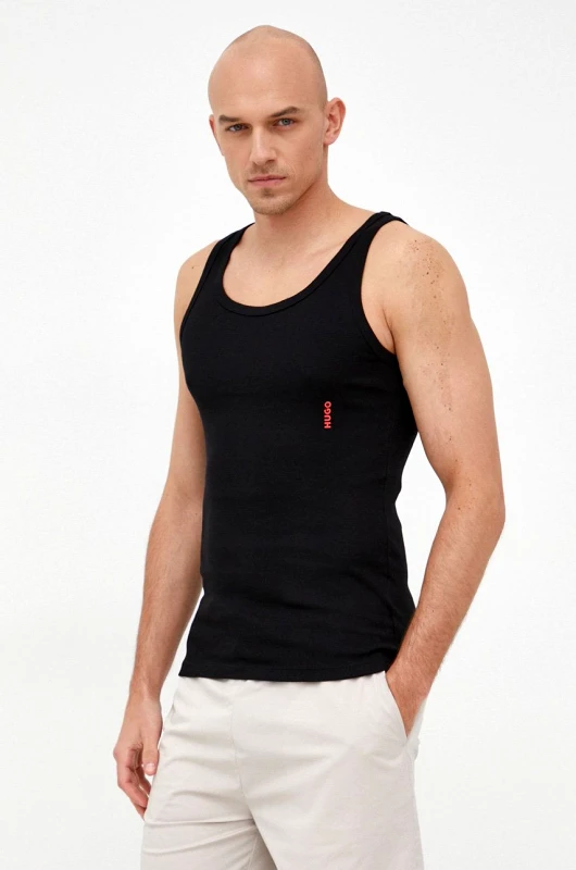 HUGO Μπλουζάκι HUGO (2-pack) ανδρικό, χρώμα: μαύρο