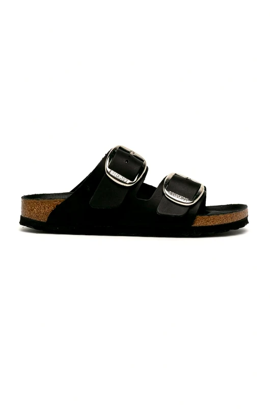 Birkenstock Δερμάτινες παντόφλες Birkenstock Arizona Big Buckle γυναικείες, χρώμα: μαύρο, 1011075