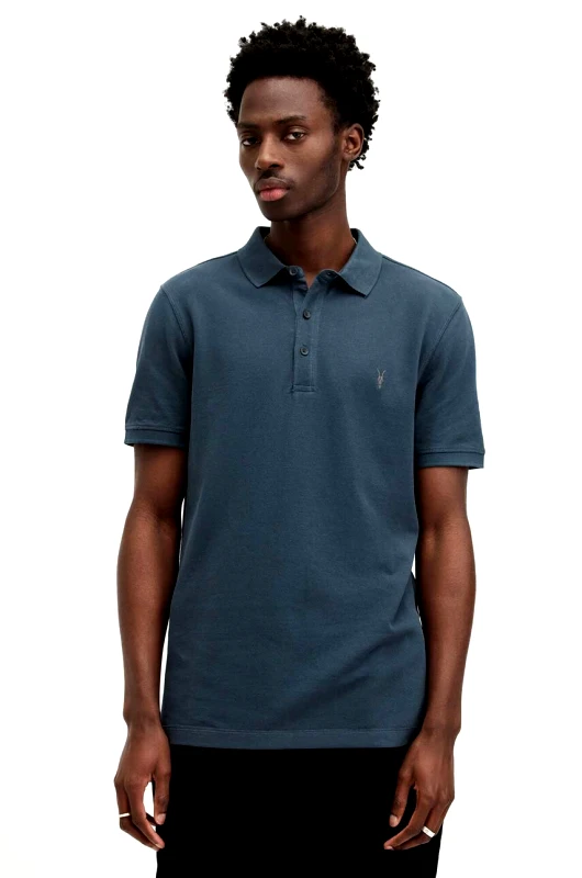 AllSaints Πόλο AllSaints REFORM SS χρώμα: μαύρο, MD051H