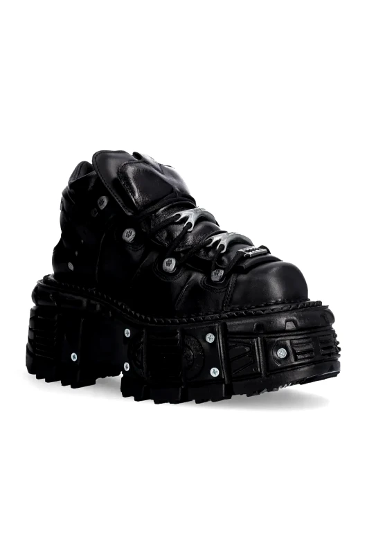 New Rock Δερμάτινα αθλητικά παπούτσια New Rock χρώμα: μαύρο, M-TANK106-C2