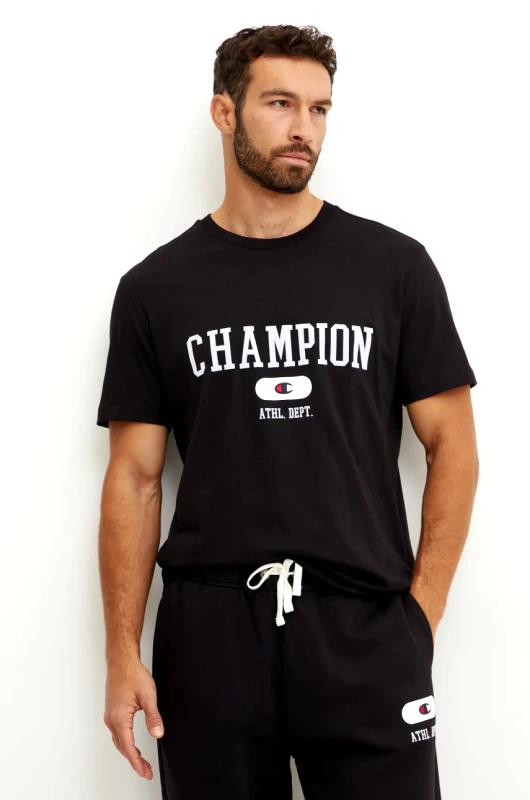 Champion Βαμβακερό μπλουζάκι Champion ανδρικό, χρώμα: μαύρο, 220432