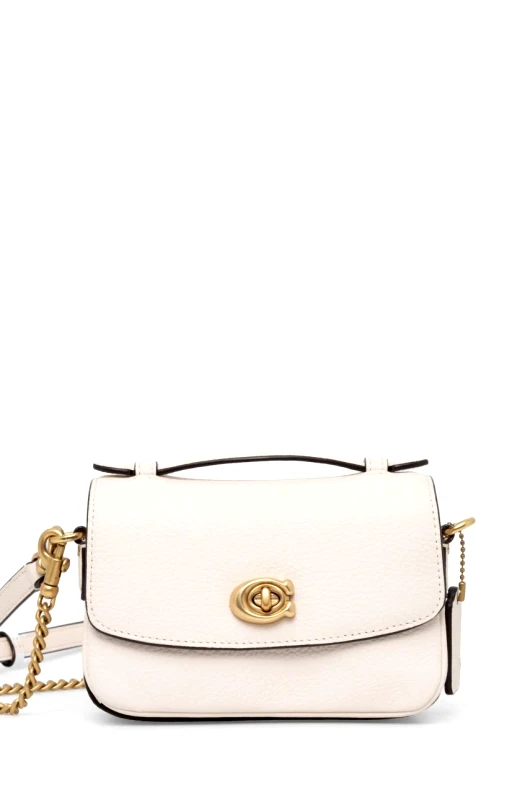 Δερμάτινη τσάντα Coach Cassie χρώμα: μπεζ, CW565 φωτογραφία