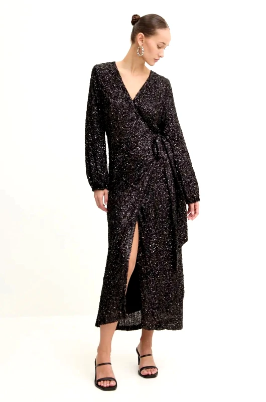 Never Fully Dressed Φόρεμα Never Fully Dressed Kira Wrap Dress χρώμα: μαύρο, NFDDR1582