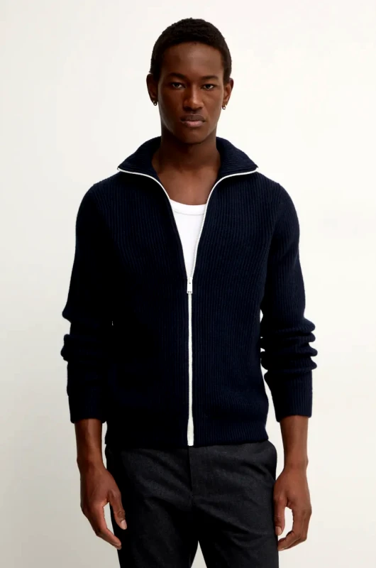 Zadig&Voltaire Μάλλινη ζακέτα ZADIG&VOLTAIRE χρώμα: ναυτικό μπλε, KMCA00226