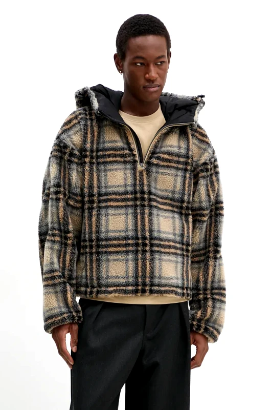 Y/Project Φλις μπουφάν Y/Project INSERT HOOD FLEECE PULLOVER χρώμα: μπεζ, με κουκούλα, 209JA003
